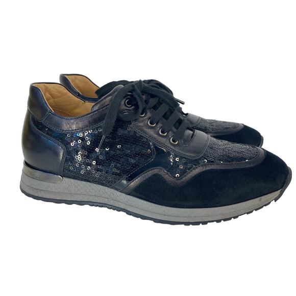 ✨ Russell & Bromley Sequin Sneakers 🖤 Suede & Leather Size 7 - Picture 1 of 13